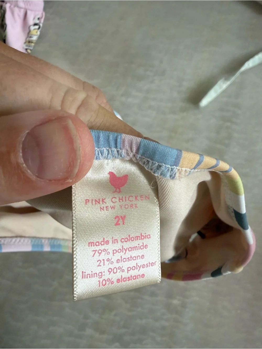 Pink Chicken Pink Ice Cream Print Two-Piece Swimsuit with Pastel Stripes
